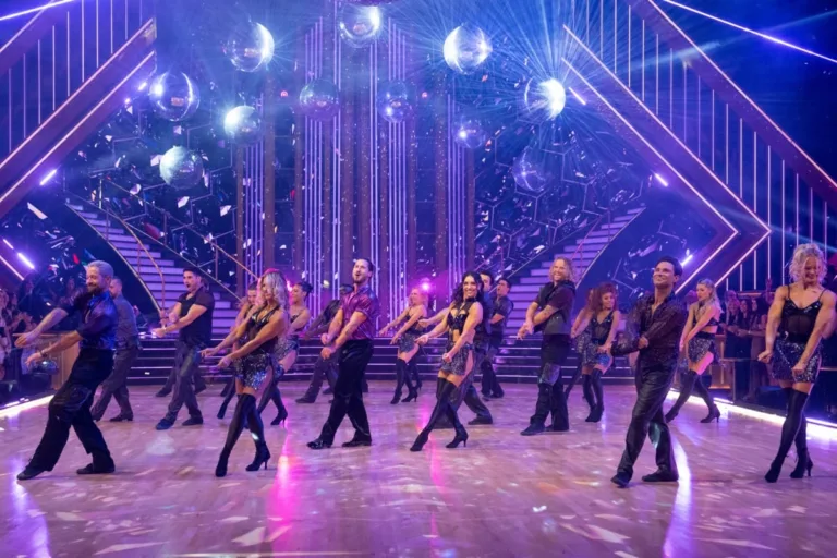 DANCING WITH THE STARS - “Premiere: Night One” - The male celebrities take the ballroom floor, each performing to a No. 1 song from the year they were born, with one eliminated at the end of the night. TUESDAY, SEPT. 15 (8:00-10:00 p.m. EDT) on ABC. (Disney/Eric McCandless) 
PASHA PASHKOV, ALAN BERSTEN, ADELE ZAIKMAN, DANIELLA KARAGACH, BRITT STEWART, VALENTIN CHMERKOVSKIY, SHARNA BURGESS, JENNA JOHNSON, EZRA SOSA, SASHA FARBER, EMMA SLATER, RYLEE ARNOLD
