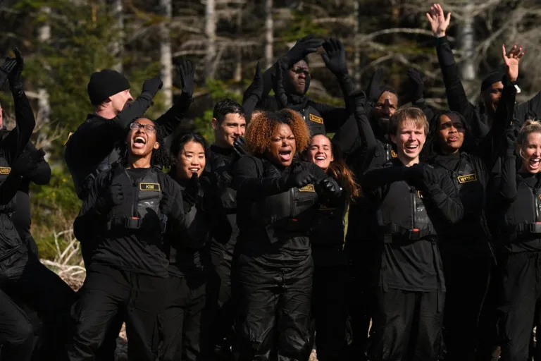 THE TRAITORS: NEW BLOOD -- "A New Dawn Is Rising" Episode 501 -- Pictured: (l-r) Kim Daily, Abby Lee, Mark Zgoda, Tomica Adams, Shane Beatty, Katie Fites, Xavier Scruggs, Niyyah Bilal Hayes, Logan Smith, Clyde Moser, Abby Benjamin -- (Photo by: Euan Cherry/NBC)