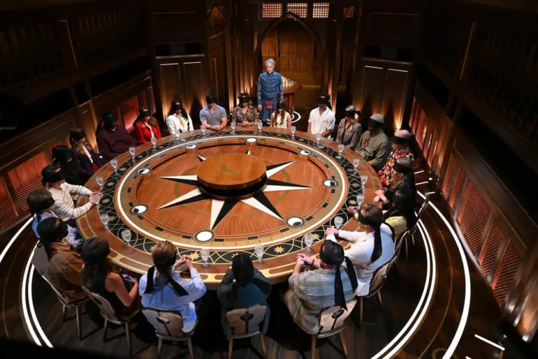 THE TRAITORS: NEW BLOOD -- "A New Dawn Is Rising" Episode 501 -- Pictured: (l-r) Xavier Scruggs, Logan Smith, Jay Vinnedge, Abby Lee, Morgan Cook, Morgan Cook, Shane Beatty, Kriste Lewis, Arisa Thomas, Mark Zgoda, Tomica Adams, Katie Fites, Abbey Benjamin, Clyde Moser, Michael Foote, Sherry Kuehl, Niyyah Bilal Hayes -- (Photo by: Euan Cherry/NBC)