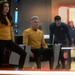Star Trek Season 4 Episode 9 Recap Once La'an A Time(L-R): Rebecca Romijn as Una, Anson Mount as Captain Pike, and Ethan Peck as Spock in Star Trek: Strange New Worlds, episode 9, season 4, streaming on Paramount+, 2026. Photo Credit: Jan Thijs/Paramount+