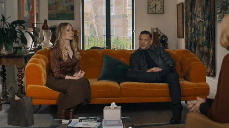 L-R Joanne Froggatt as Jan Da Souza and Tom Hardy as Harry Da Souza In MobLand, episode 1, season 2, streaming on Paramount+, 2026. Photo Credit: Paramount+