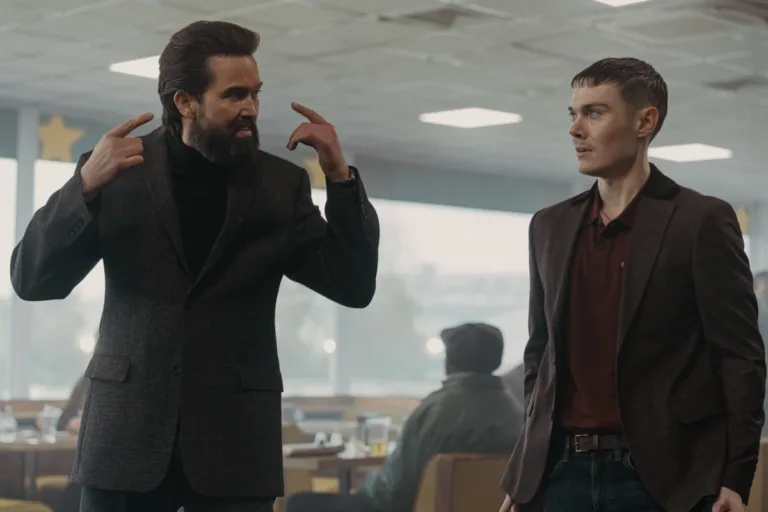 L-R Emmett J Scanlan as Paul and Jack Archer as Fergus In MobLand, episode 1, season 2, streaming on Paramount+, 2026. Photo Credit: Luke Varley/Paramount+