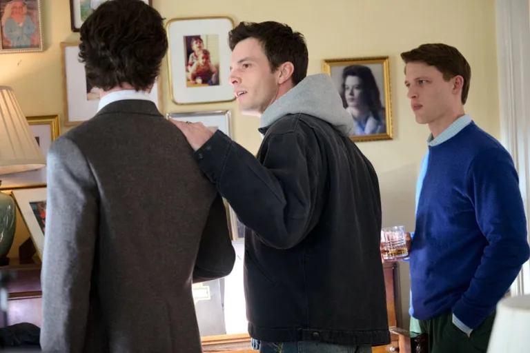 LINE OF FIRE -- "Pilot" Episode 101 -- Pictured: (l-r) Tommy O'Brien as Mike Jr. "Micah" Hollingsworth, Taylor Bloom as Russ Hollingsworth -- (Photo by: Scott Gries/NBC)