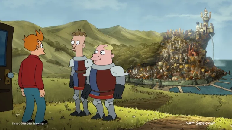 FUTURAMA Season 14 Episode 9 - "A New New York Yankee in King Elfo’s Court" - A time-machine failure sends Fry sideways in time to a medieval land. (Disney/Matt Groening)