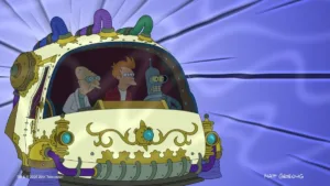 FUTURAMA Season 14 Episode 9 - "A New New York Yankee in King Elfo’s Court" - A time-machine failure sends Fry sideways in time to a medieval land. (Disney/Matt Groening)