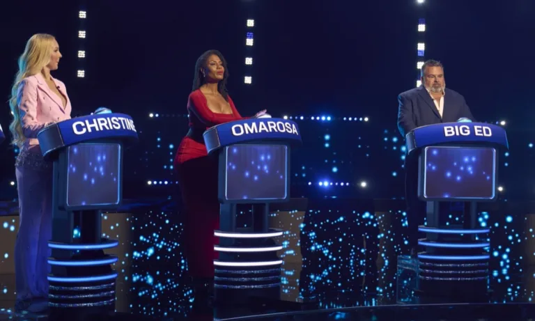 CELEBRITY WEAKEST LINK: L-R: Contestants: Christine Quinn, Omarosa and Big Ed in the CELEBRITY WEAKEST LINK “Reality Villains” Season Premiere episode airing Monday, Sept. 21 (9:01-10:00 PM ET/PT) on FOX. © 2026 Fox Media LLC. CR: Tom Griscom/FOX.