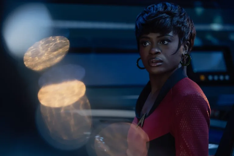 Celia Rose Gooding as Uhura in Star Trek: Strange New Worlds, episode 10, season 4, streaming on Paramount+, 2026. Photo Credit: John Medland/Paramount+