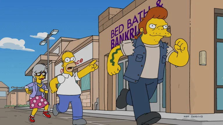The Simpsons Season 38 Episode 1 "The Children's Book Job" - Marge hopes to save Springfield Elementary by inviting a reclusive British children’s author (guest star Emma Thompson) to appear at the school’s book fair. But Homer botches his assignment of picking the author up at the airport, and the drunken pepper pot leads him on a desperate wild chase to get her to the school on time in the all-new "The Children's Book Job" episode of THE SIMPSONS airing Sunday, Sep 27 8:00-8:30 PM ET/PT on FOX. (SI-3710)