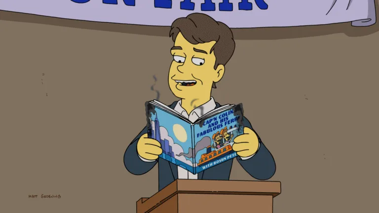 The Simpsons Season 38 Episode 1 "The Children's Book Job" - Marge hopes to save Springfield Elementary by inviting a reclusive British children’s author (guest star Emma Thompson) to appear at the school’s book fair. But Homer botches his assignment of picking the author up at the airport, and the drunken pepper pot leads him on a desperate wild chase to get her to the school on time in the all-new "The Children's Book Job" episode of THE SIMPSONS airing Sunday, Sep 27 8:00-8:30 PM ET/PT on FOX. (SI-3710)