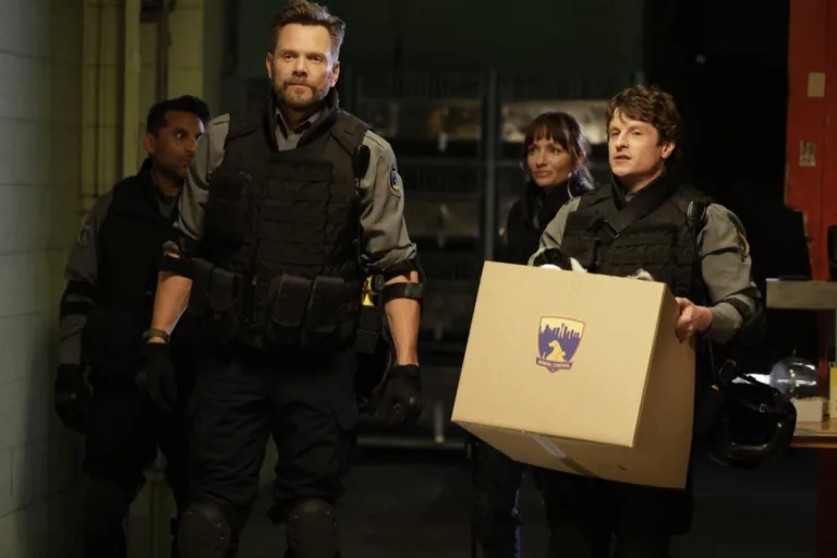 ANIMAL CONTROL: L-R: Ravi Patel, Joel McHale, Grace Palmer and Michael Rowland in the Season Five premiere episode of ANIMAL CONTROL. Frank leads the team in a work stoppage, but abandons his cause for the ultimate call - recovering the Seahawks’ missing mascot on the all-new “Seahawks and Piglets” episode of Animal Control airing Sunday, September 27 (8:30-9:00 PM ET/PT) on FOX. © 2026 Fox Media LLC. CR: Bettina Strauss/FOX.