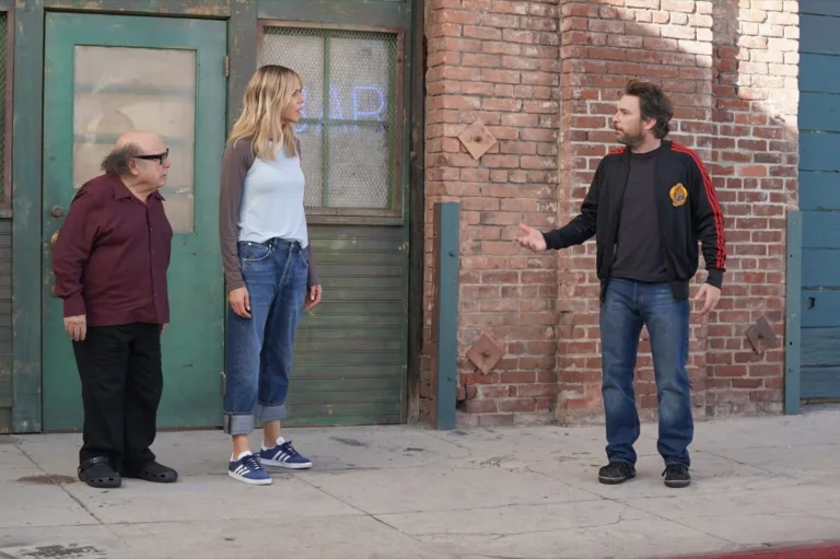 IT'S ALWAYS SUNNY IN PHILADELPHIA -- "Mac and Dennis Tear Their ACL's" -- Season 18, Episode 8 -- Pictured: (l-r) Danny De Vito as Frank, Kaitlin Olson as Dee, Charlie Day as Charlie. CR: Patrick McElhenney/FX.