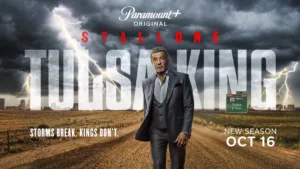 Key Art for Tulsa King Season 4, featuring Sylvester Stallone as Dwight Manfredi, streaming on Paramount+ 2026. Photo credit: Marco Grob/Paramount+