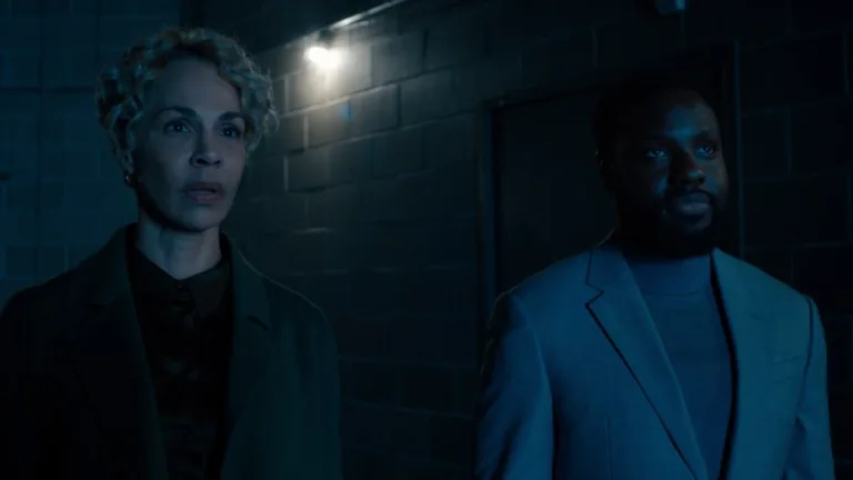 Amanda Brugel and Dayo Okeniyi in "Dark Matter," now streaming on Apple TV.