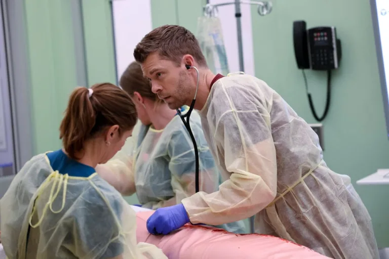 CHICAGO MED Season 12 Episode 1 -- "Shots Fired" Episode 1201 -- Pictured: Luke Mitchell as Dr. Mitch Ripley -- (Photo by: George Burns Jr/NBC)