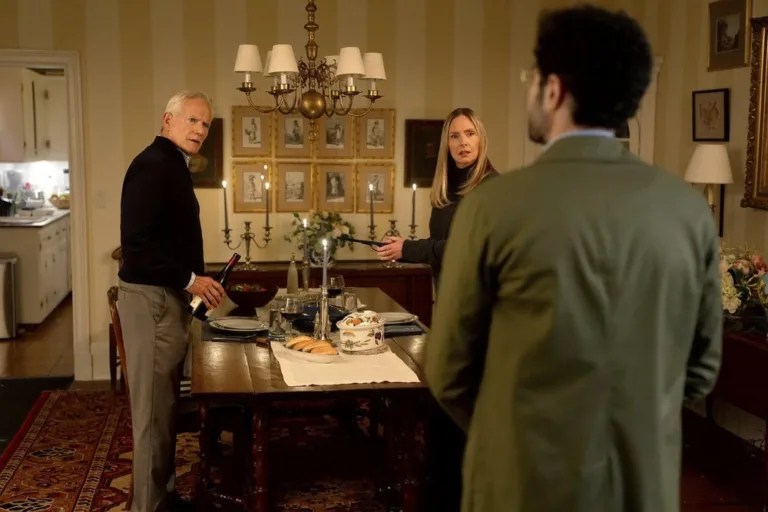 LINE OF FIRE -- "There are Two Wolves" Episode 103 -- Pictured: (l-r) Campbell Scott as Terry Cross, Hope Davis as Jane Hollingsworth -- (Photo by: Spencer Pazer/NBC)