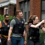 CHICAGO P.D. Season 14 Episode 1 -- "Demolition" Episode 1401 -- Pictured: (l-r) LaRoyce Hawkins as Officer Kevin Atwater, , Marina Squerciati as Officer Kim Burgess -- (Photo by: Lori Allen/NBC)