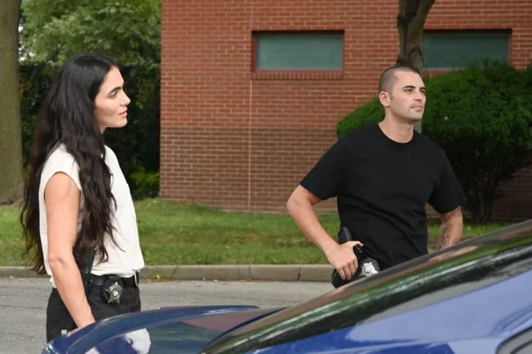 CHICAGO P.D. -- "Demolition" Episode 1401 -- Pictured: (l-r) Arienne Mandi as Eva Imani, Benjamin Levy Aguilar as Dante Torres -- (Photo by: Lori Allen/NBC)