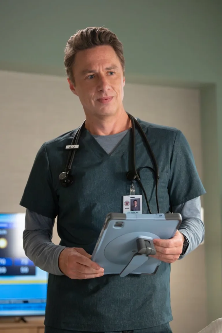 SCRUBS - “My First Time in a While” - J.D. enlists Turk and Elliot to help with Dr. Cox’s care. Meanwhile, Elliot finds an unexpected burst of confidence years in the making. WEDNESDAY, SEPT. 30 (8:00-8:31 p.m. EDT) on ABC. (Disney/Sergei Bachlakov) 
ZACH BRAFF