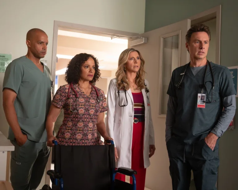 SCRUBS Season 11 Episode 1 - “My First Time in a While” - J.D. enlists Turk and Elliot to help with Dr. Cox’s care. Meanwhile, Elliot finds an unexpected burst of confidence years in the making. WEDNESDAY, SEPT. 30 (8:00-8:31 p.m. EDT) on ABC. (Disney/Sergei Bachlakov)