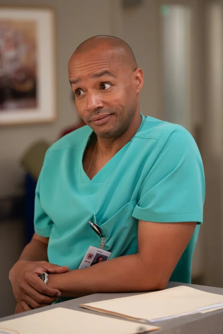 SCRUBS - “My Mentee” - J.D. attempts an insurance workaround, creating tension with his new mentee. Meanwhile, Elliot tries to guide Tosh’s specialty choices, and Turk flexes his own skills as a mentor. WEDNESDAY, SEPT. 30 (8:31-9:02 p.m. EDT) on ABC. (Disney/Sergei Bachlakov) 
DONALD FAISON