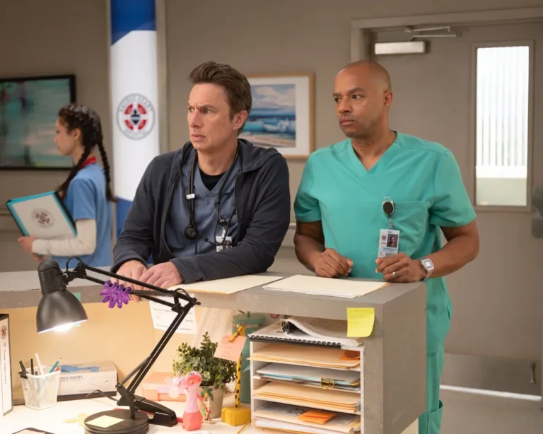 SCRUBS - “My Mentee” - J.D. attempts an insurance workaround, creating tension with his new mentee. Meanwhile, Elliot tries to guide Tosh’s specialty choices, and Turk flexes his own skills as a mentor. WEDNESDAY, SEPT. 30 (8:31-9:02 p.m. EDT) on ABC. (Disney/Sergei Bachlakov) 
ZACH BRAFF, DONALD FAISON