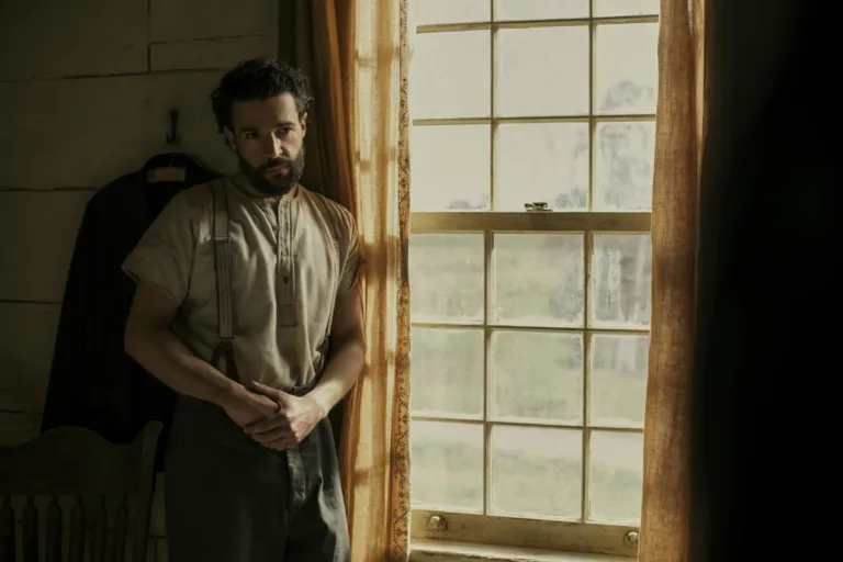 East of Eden. Christopher Abbott as Adam Trask in episode 102 of East of Eden. Cr. Kirsty Griffin/Netflix © 2026