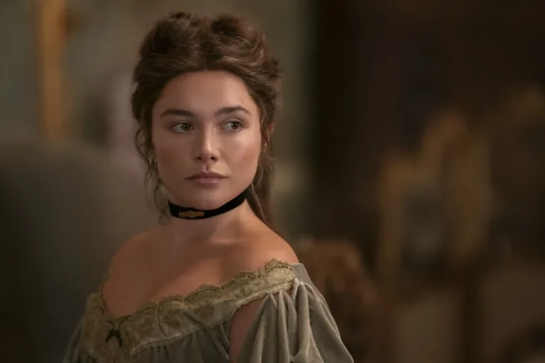 East of Eden. Florence Pugh as Cathy Ames in episode 104 of East of Eden. Cr. Geoffrey Short/Netflix © 2026