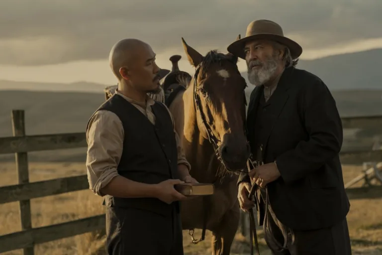 East of Eden. (L to R) Hoon Lee as Lee, Ciarán Hinds as Samuel Hamilton in episode 105 of East of Eden. Cr. Kirsty Griffin/Netflix © 2026