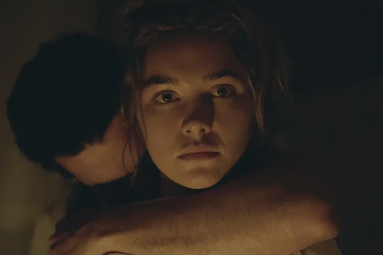 East of Eden. (L to R) Christopher Abbott as Adam Trask, Florence Pugh as Cathy Ames in episode 103 of East of Eden. Cr. Courtesy of Netflix © 2026
