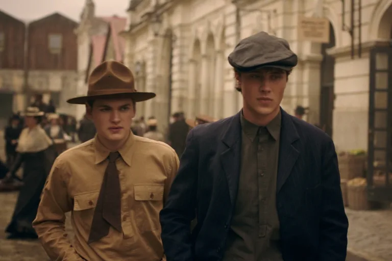 East of Eden. (L to R) Joe Anders as Aaron Trask, Joseph Zada as Cal Trask in episode 106 of East of Eden. Cr. Courtesy of Netflix © 2026