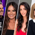 Andy Cohen and Watch What Happens Live guests Lisa Barlow, Erika Hammond and S.E. Cupp in a four-panel collage