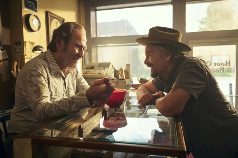 The Lowdown -- Pictured: (l-r) Tommy Lee Jones as Frog, Ethan Hawke as Lee Raybon. CR: Kurt Iswarienko/FX