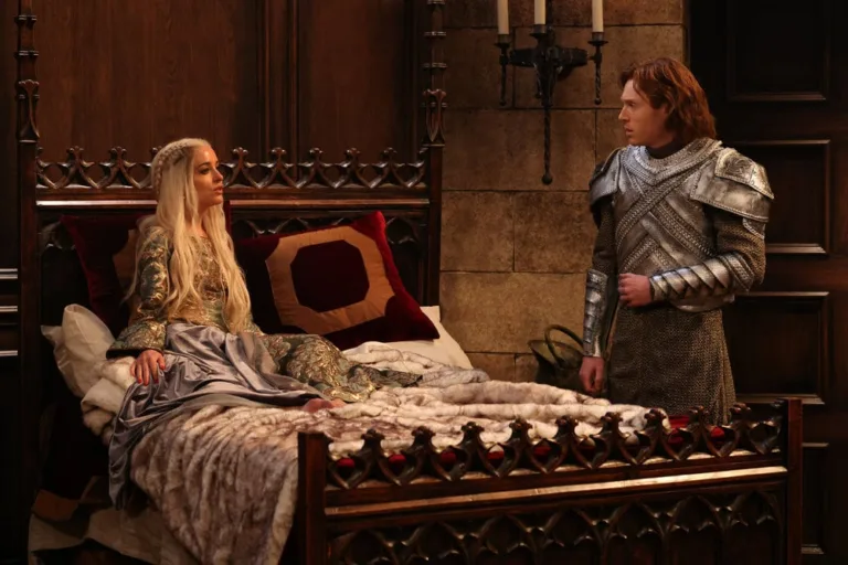 SATURDAY NIGHT LIVE -- Episode 1906 -- Pictured: (l-r) Dakota Johnson and Ben Marshall during the "Throne of the Dragonborn" sketch on Saturday, October 3, 2026 -- (Photo by: Will Heath/NBC)