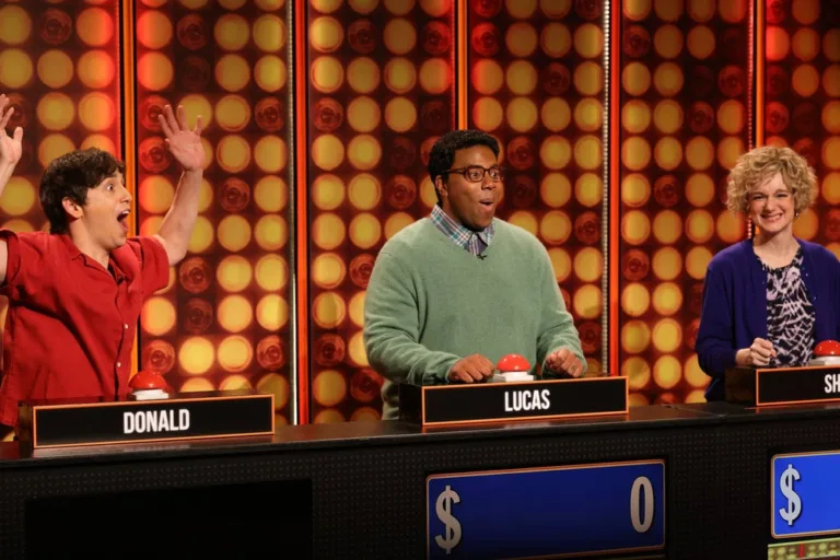 SATURDAY NIGHT LIVE -- Episode 1906 -- Pictured: (l-r) Marcello Hernández, Kenan Thompson, and Ashley Padilla during the "Press Your Luck" sketch on Saturday, October 3, 2026 -- (Photo by: Will Heath/NBC)