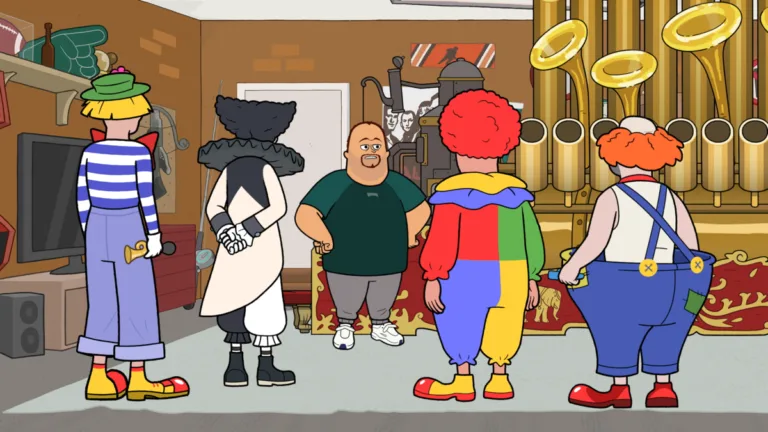Mark learns to play a new instrument. Tammy confronts her fear of clowns in the all-new "La Gloire Du Bouffon" episode of UNIVERSAL BASIC GUYS airing Sunday, Oct 4 9:02-9:31 PM ET/PT on FOX. (UBG-302)