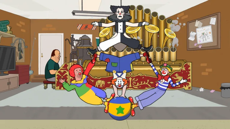 Mark learns to play a new instrument. Tammy confronts her fear of clowns in the all-new "La Gloire Du Bouffon" episode of UNIVERSAL BASIC GUYS airing Sunday, Oct 4 9:02-9:31 PM ET/PT on FOX. (UBG-302)