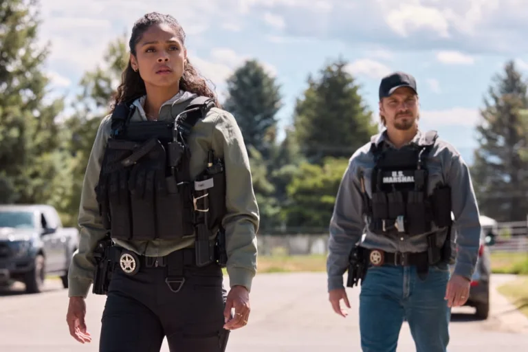 "End of Watch" - Coverage of the CBS Original Series MARSHALS, season 2, scheduled to air on the CBS Television Network and streaming on Paramount+. Pictured (L-R): Ash Santos as Andrea Cruz and Luke Grimes as Kayce Dutton. Photo: Matthias Clamer/CBS ©2026 CBS Broadcasting, Inc. All Rights Reserved.