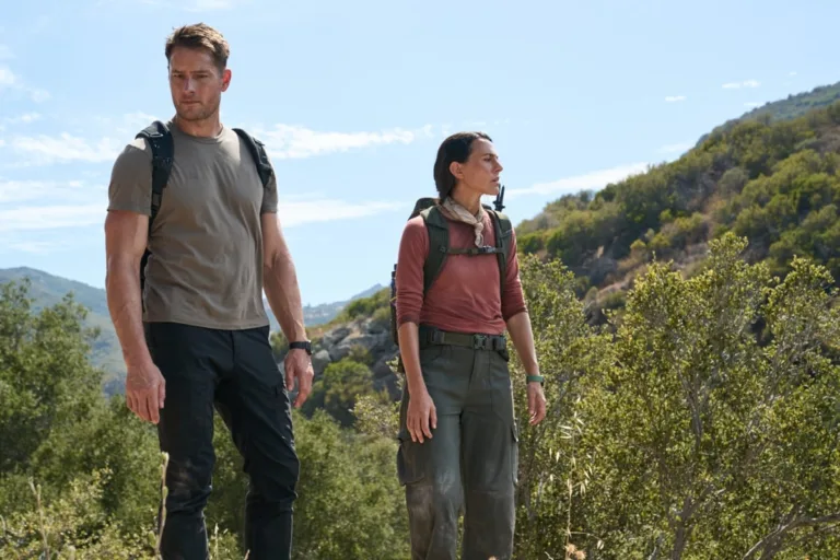 "Switchback" -- Coverage of the CBS Original Series Tracker, scheduled to air on the CBS Television Network.   Pictured (L-R):   Justin Hartley as Colter Shaw and  Erica Hernandez as Becca   Photo: Mike Taing/CBS ©2026 CBS Broadcasting, Inc. All Rights Reserved.