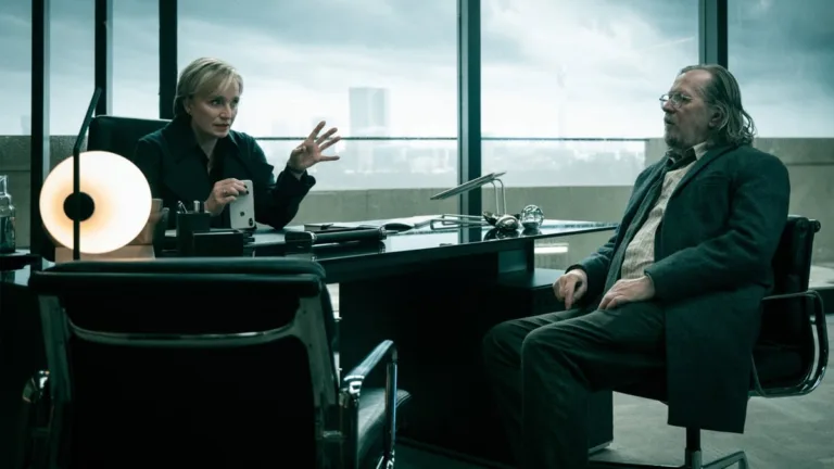 Kristin Scott Thomas and Sir Gary Oldman in "Slow Horses," now streaming on Apple TV.