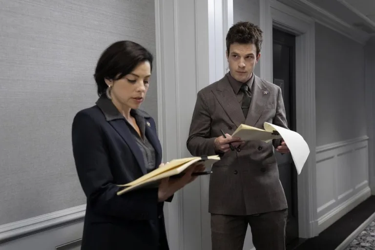 LINE OF FIRE -- "Paper Trail" Episode 104 -- Pictured: (l-r) Krysta Rodriguez as Agent Ellen, Tommy O'Brien as Mike Jr. "Micah" Hollingsworth -- (Photo by: Spencer Pazer/NBC)