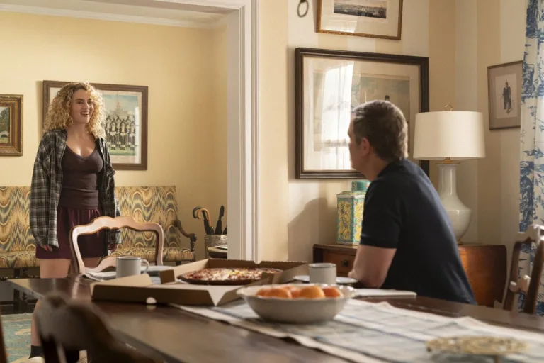 LINE OF FIRE -- "Paper Trail" Episode 104 -- Pictured: (l-r) Kat Cunning as Clare Hollingsworth, Peter Krause as Mike Hollingsworth -- (Photo by: Ralph Bavaro/NBC)