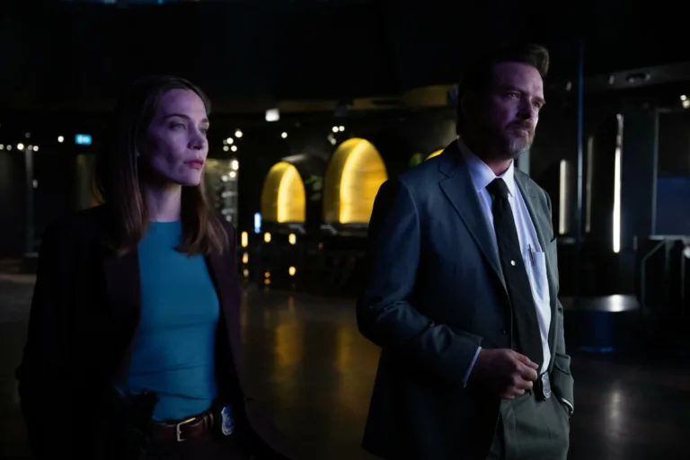 Law & Order Toronto: Criminal Intent -- “Digital Lipstick” -- Pictured: Aden Young as Detective Sergeant Henry Graff and Kathleen Munroe as Detective Sergeant Frankie Bateman. -- Photo Credit: Amanda Matlovich -- © 2026 All Rights Reserved.