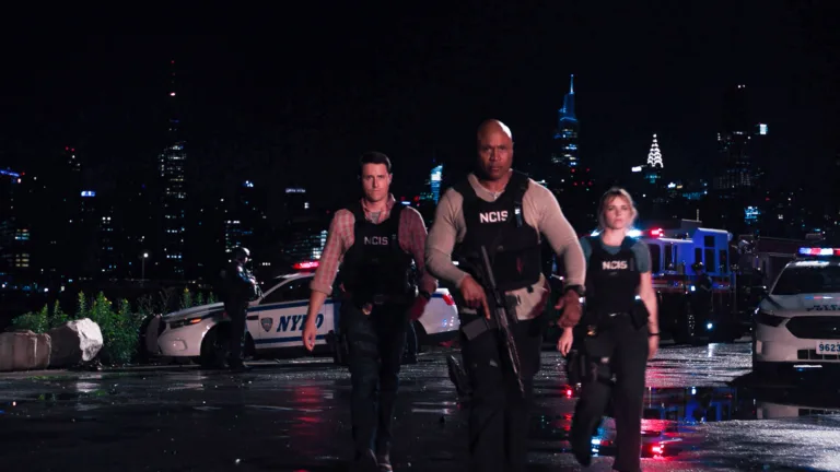 “Family Business” - When a jewelry store robbery involving military explosives leads to the death of the jeweler’s son, the team is called into action to track who was behind the deadly heist, on the CBS Original series NCIS: NEW YORK, Tuesday, Oct. 13 (9:00-10:00 PM, ET/PT) on the CBS Television Network, and streaming on Paramount+ Pictured (L-R): Shane Harper as NCIS Special Agent Wyatt Sellers, LL COOL J as NCIS Special Agent Sam Hanna, and Jacqueline Byers as NCIS Special Agent Addison “Addy” Ross. Photo: CBS ©2026 CBS Broadcasting, Inc. All Rights Reserved. Highest quality screengrab available.