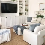 Cozy modern living room with sectional sofa and built-ins