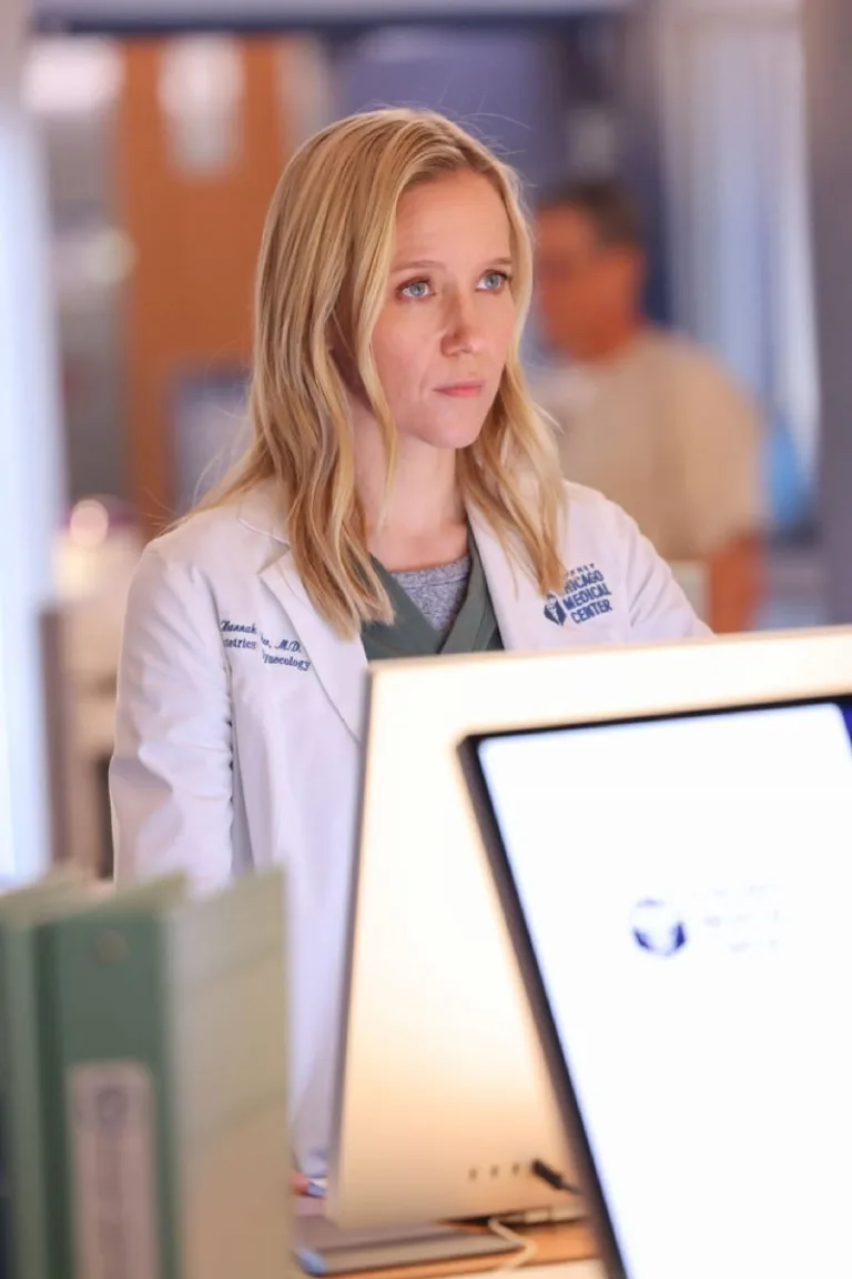 CHICAGO MED Season 12 Episode 2 -- "Third Rails" Episode 1202 -- Pictured: Jessy Schram as Dr. Hannah Asher -- (Photo by: George Burns Jr/NBC)