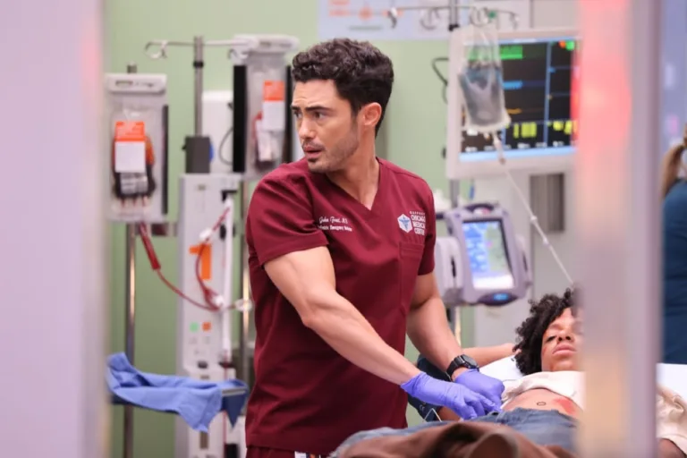 CHICAGO MED Season 12 Episode 2 -- "Third Rails" Episode 1202 -- Pictured: Darren Barnett as Dr. John Frost -- (Photo by: George Burns Jr/NBC)