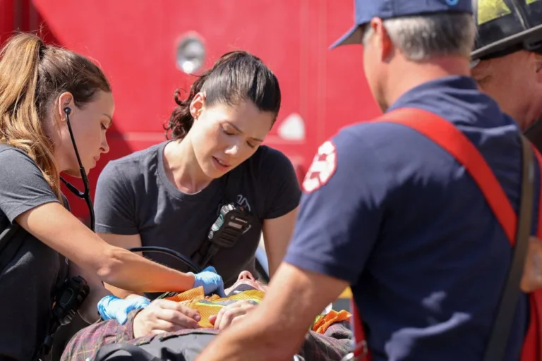 CHICAGO FIRE Season 15 Episode 2  -- "Rattle the Cage" Episode 1502 -- Pictured: (l-r) Jocelyn Hudon as Lizzy Novak, Hanako Greensmith as Violet Mikami -- (Photo by: George Burns Jr/NBC)