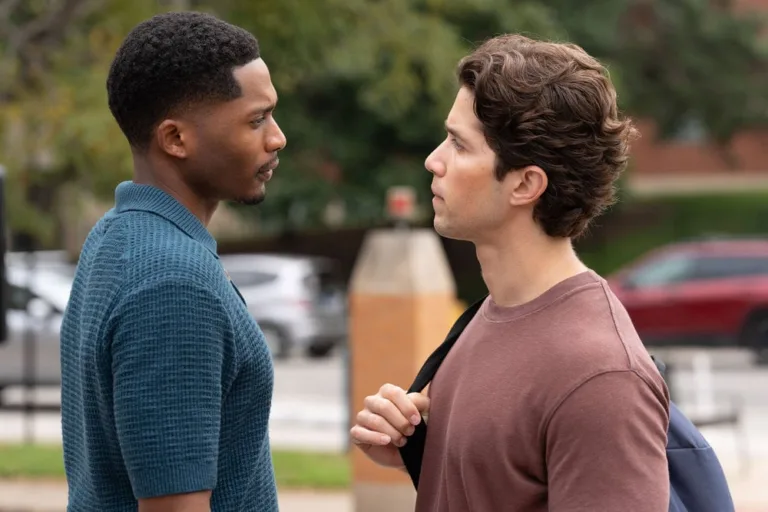 CHICAGO FIRE Season 15 Episode 2 -- "Rattle the Cage" Episode 1502 -- Pictured: (l-r) Da'Vinchi as Marcus Burke, Brandon Larracuente as Sal Vazquez -- (Photo by: Peter Gordon/NBC)