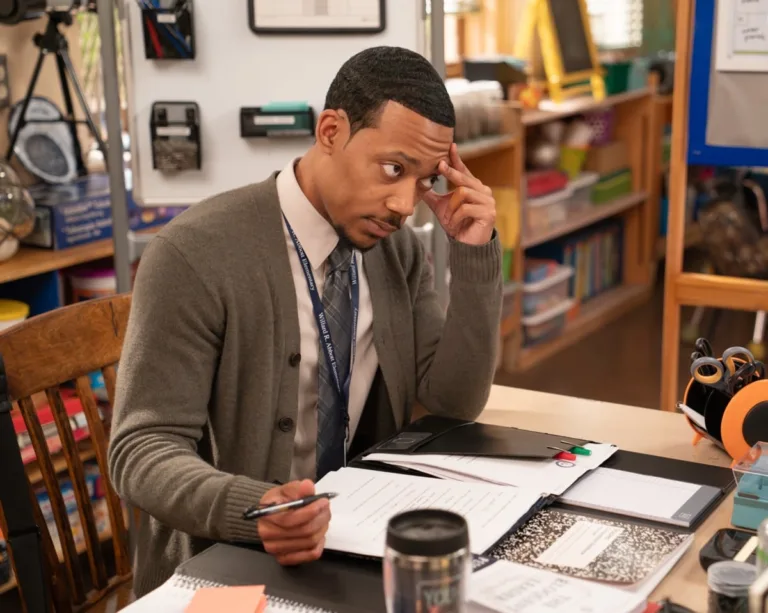 ABBOTT ELEMENTARY Season 6 Episode 2 - “Check-Ins” - Gregory juggles the demands of his two roles, while Jacob and Melissa struggle to compromise. Meanwhile, Barbara manages a delicate situation with a student, and Janine checks in with Courtney. WEDNESDAY, OCT. 14 (8:30-9:02 p.m. EDT) on ABC. (Disney/Gilles Mingasson) 
TYLER JAMES WILLIAMS