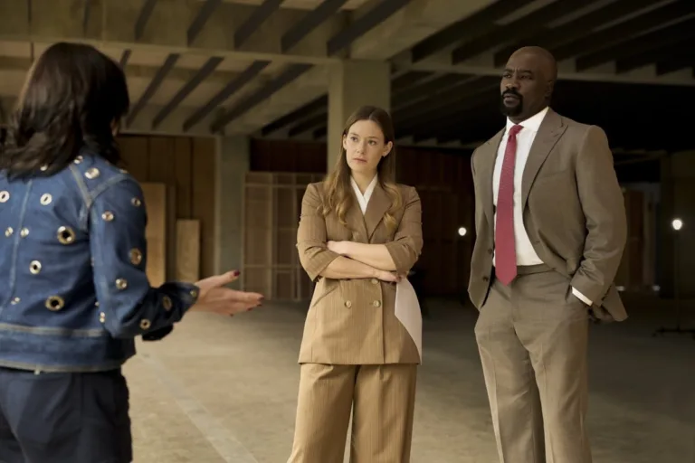 Cupertino Season 1 Episode 2 "Vik & Bo"  -- Coverage of the CBS Original Series CUPERTINO, scheduled to air on the CBS Television Network. Pictured (L-R): Rachel Keller as Olivia Siffre and Mike Colter as Michael Price. Photo: Elizabeth Fisher/CBS ©2026 CBS Broadcasting, Inc. All Rights Reserved.